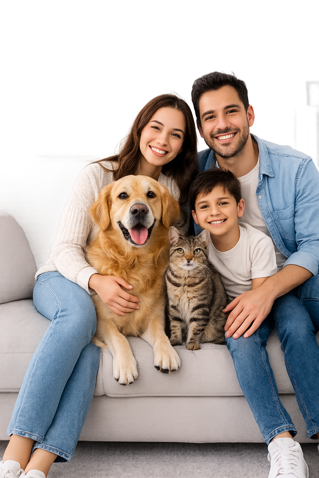 Familia con mascotas